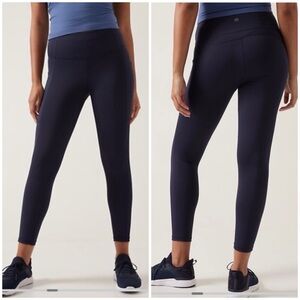 NWT Athleta Ultimate Stash II 7/8 Tight Dress Blue Navy Yoga Leggings Sz XXS